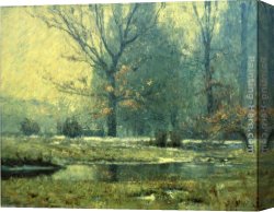 Dreamy Creek II Canvas Paintings - Creek in Winter by Theodore Clement Steele