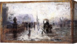 A Street Scene in Bern Canvas Paintings - Street Scene with Carriage by Theodore Clement Steele