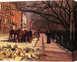 Robinson Canvas Paintings - Beacon Street Boston by Theodore Robinson