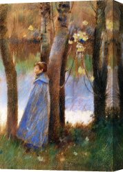 Figure Classic Canvas Paintings - Figure in a Landscape by Theodore Robinson