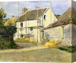 House with Scaffolding Canvas Paintings - House with Scaffolding by Theodore Robinson