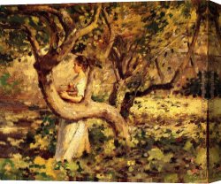 Theodore Robinson Canvas Paintings - In the Garden by Theodore Robinson