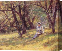 The Pear Orchard Canvas Paintings - In the Orchard by Theodore Robinson