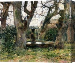Robinson Canvas Paintings - Italian Landscape with a Fountain by Theodore Robinson