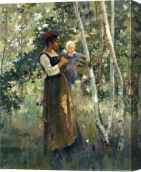 Robinson Canvas Paintings - Mother and Child by the Hearth by Theodore Robinson