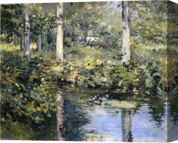 Jacob Duck Canvas Paintings - The Duck Pond by Theodore Robinson