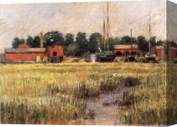 Ships Canvas Paintings - The Ship Yard by Theodore Robinson