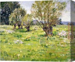 Robinson Canvas Paintings - Willows and Wildflowers by Theodore Robinson