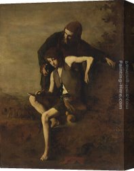Giotto Canvas Paintings - Cimabue Teaching Giotto to Draw by Theodule Augustine Ribot