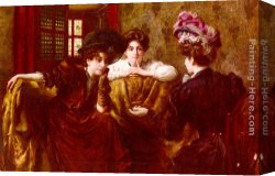 The Gossips Canvas Paintings - No! Gossip by Thomas Benjamin Kennington