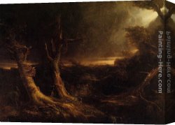 Cross in The Wilderness Canvas Paintings - A Tornado in the Wilderness by Thomas Cole