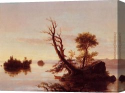 Thomas Cole Canvas Paintings - American Lake Scene by Thomas Cole