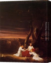 Cross in The Wilderness Canvas Paintings - Angels Ministering to Christ in the Wilderness by Thomas Cole