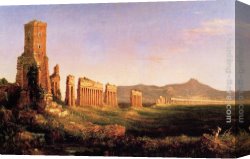 St. Peter's And The Vatican Palace, Rome Canvas Paintings - Aqueduct near Rome by Thomas Cole