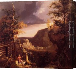 Daniel Canvas Paintings - Daniel Boone Sitting at the Door of His Cabin on the Great Osage Lake, Kentucky by Thomas Cole