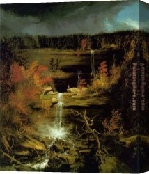 Fall Canvas Paintings - Falls of Kaaterskill by Thomas Cole