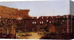 St. Peter's And The Vatican Palace, Rome Canvas Paintings - Interior of the Colosseum, Rome by Thomas Cole
