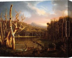 Trees in Park Canvas Paintings - Lake with Dead Trees (Catskill) by Thomas Cole