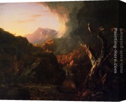 Dead Canvas Paintings - Landscape with Dead Tree by Thomas Cole