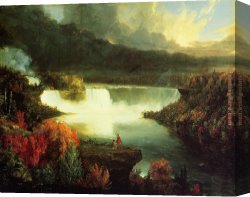 Fall Canvas Paintings - Niagara Falls by Thomas Cole