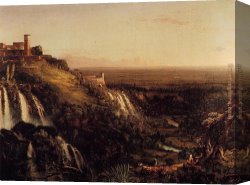 St. Peter's And The Vatican Palace, Rome Canvas Paintings - The Cascatelli Tivoli Looking Towards Rome by Thomas Cole