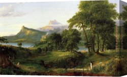 Thomas Cole Canvas Paintings - The Course of Empire The Arcadian or Pastoral State by Thomas Cole