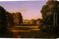 House with Scaffolding Canvas Paintings - The Gardens of the Van Rensselaer Manor House by Thomas Cole