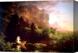 Allegory of Human Life Canvas Paintings - The Voyage of Life Childhood by Thomas Cole