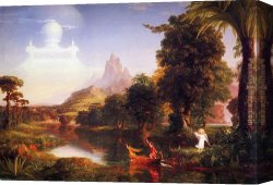 Allegory of Human Life Canvas Paintings - The Voyage of Life Youth by Thomas Cole
