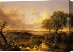 A View of The Forum Canvas Paintings - View of Boston by Thomas Cole