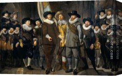 Pleasant Company Canvas Paintings - The Company of Cpt. Allaert Cloeck and Lt. Lucas Jacob by Thomas de Keyser