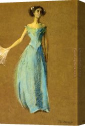 Lady Plays The Blues Canvas Paintings - Lady in Blue Portrait of Annie Lazarus by Thomas Dewing