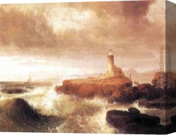 Desert, Canvas Paintings - Desert Rock Lighthouse by Thomas Doughty
