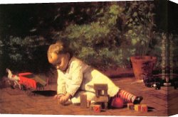 Spirits at Play II Canvas Paintings - Baby at Play by Thomas Eakins