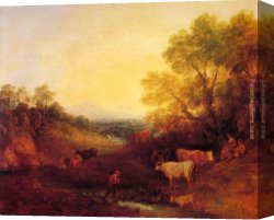 Thomas Gainsborough Canvas Paintings - Landscape with Cattle by Thomas Gainsborough