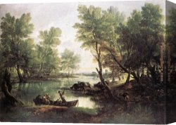 Thomas Gainsborough Canvas Paintings - River Landscape by Thomas Gainsborough