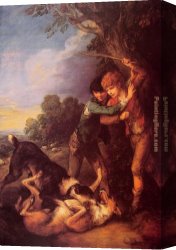 Thomas Gainsborough Canvas Paintings - Shepherd Boys with Dogs Fighting by Thomas Gainsborough