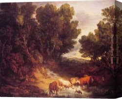 Thomas Gainsborough Canvas Paintings - The Watering Place by Thomas Gainsborough