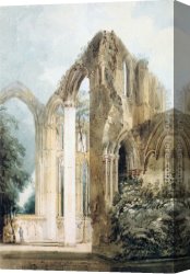 Interior Canvas Paintings - Interior of Fountains Abbey the East Window by Thomas Girtin