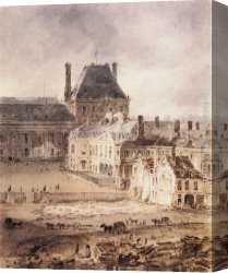 Design for The Grande Galerie in The Louvre Canvas Paintings - Paris Part of the Tuileries and the Louvre by Thomas Girtin