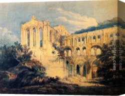 Abbey Canvas Paintings - Rievaulx Abbey by Thomas Girtin
