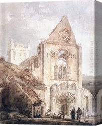 Abbey Canvas Paintings - The West Front of Jedburgh Abbey, Scotland by Thomas Girtin