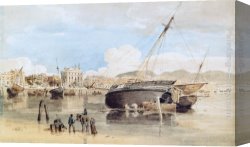 Sydney Harbour Canvas Paintings - Weymouth Harbour by Thomas Girtin