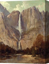 Yosemite Canvas Paintings - Bridle Veil Fall, Yosemite by Thomas Hill