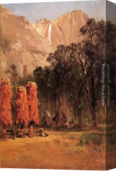 Yosemite Canvas Paintings - Indian Camp, Yosemite by Thomas Hill