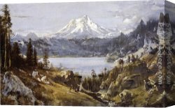 Hills of Tuscany I Canvas Paintings - Mount Shasta from Castle Lake by Thomas Hill