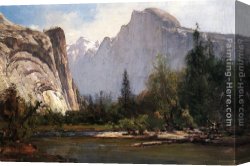 Yosemite Canvas Paintings - Royal Arches and Half Dome, Yosemite by Thomas Hill