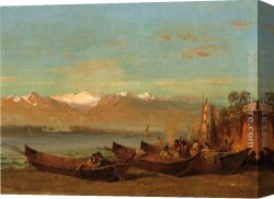 Salmon Canvas Paintings - The Salmon Festival, Columbia River by Thomas Hill
