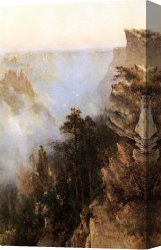 Yosemite Canvas Paintings - Yosemite Canyon by Thomas Hill