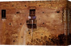 Wall) Canvas Paintings - A Wall In Naples by Thomas Jones
